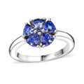 Tanzanite Floral Ring in Platinum Over Sterling Silver (Size 10.0) 1.15 ctw - Sticky add to cart bar
