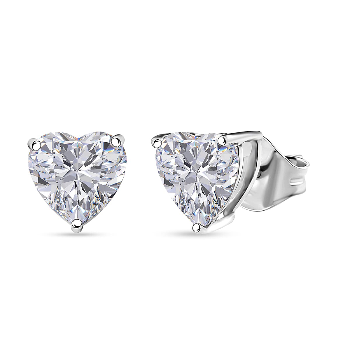 J Francis Embellished with Zirconia by Swarovski 4.25 ctw Heart Earrings in Platinum Over Sterling Silver