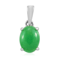 Premium Dyed Color Green Jade 1.10 ctrw Pendant without Chain in Platinum Over Sterling Silver