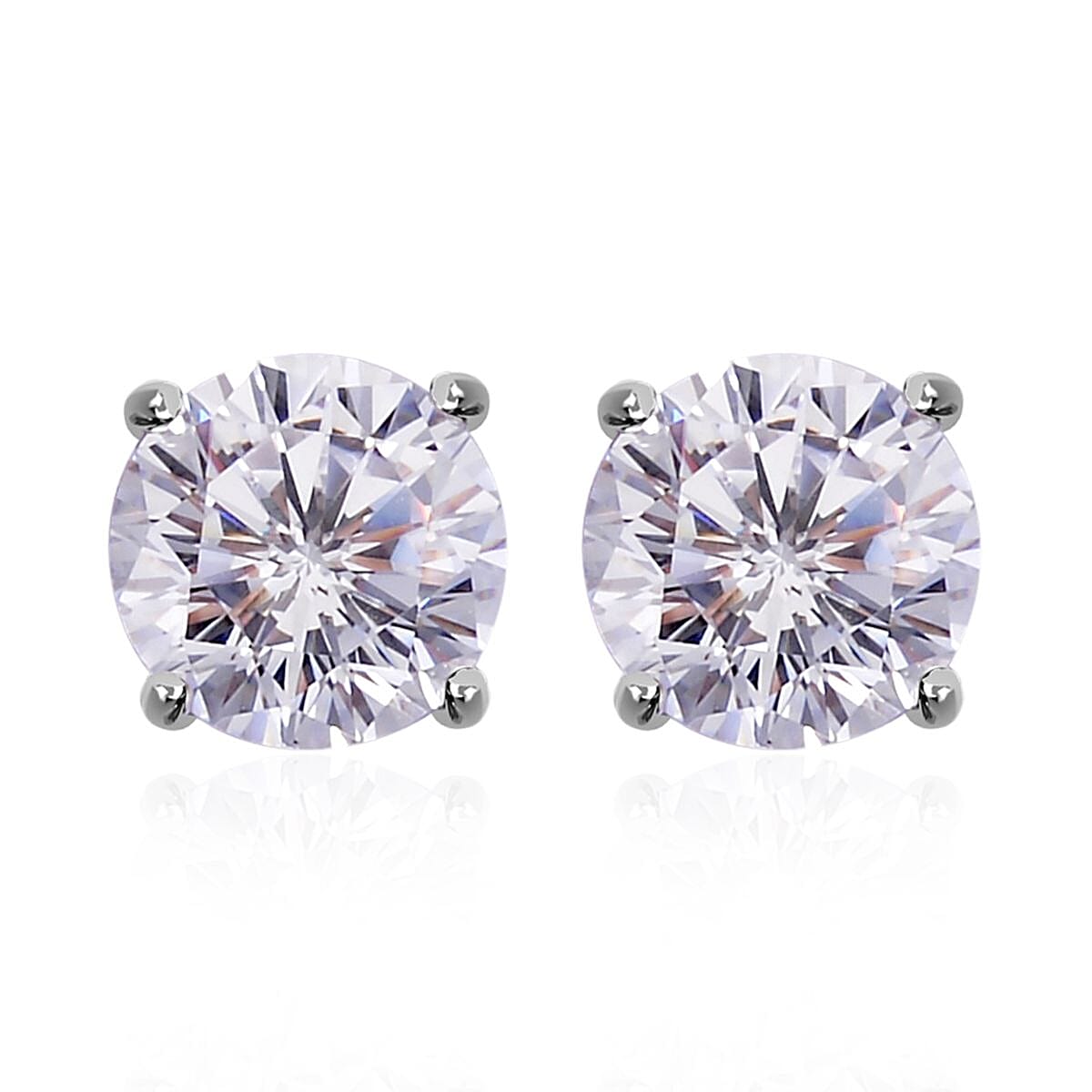 Lustro Stella Plum Blossom Cut Finest CZ Stud Earrings in Sterling Silver 6.75 ctw