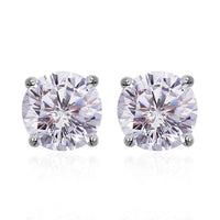 Lustro Stella Plum Blossom Cut Finest CZ Stud Earrings in Sterling Silver 6.75 ctw