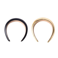 Value Buy Set of 2 Gold and Black Faux Leather Sponge Hair Hoop (6.2x6.4x1.5)