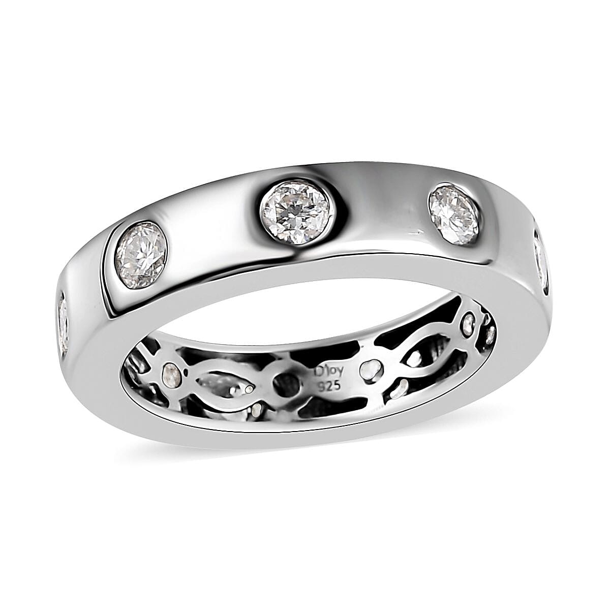 0.80 ctw Moissanite Ring in Platinum Over Sterling Silver