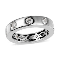 0.80 ctw Moissanite Ring in Platinum Over Sterling Silver
