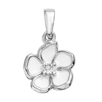 Diamond Accent and Enameled Floral Pendant in 14K Yellow Gold Over Sterling Silver