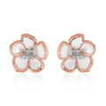 Diamond Accent and Enameled Floral Earrings in 14K Rose Gold Over Sterling Silver - Sticky add to cart bar