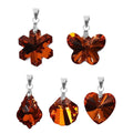 Set of 5 Orange Austrian Crystal Heart, Butterfly, Shell, Star, Heart and Fancy Shape Pendants Necklace 20-22 Inches in Silvertone - Sticky add to cart bar