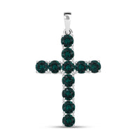 J Francis Embellished with Multi Color Crystal by Swarovski Cross Pendant in Sterling Silver