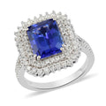 RHAPSODY 4.40 ctw AAAA Tanzanite and Diamond E-F VS Split Ring in 950 Platinum 9.9 Grams - Sticky add to cart bar