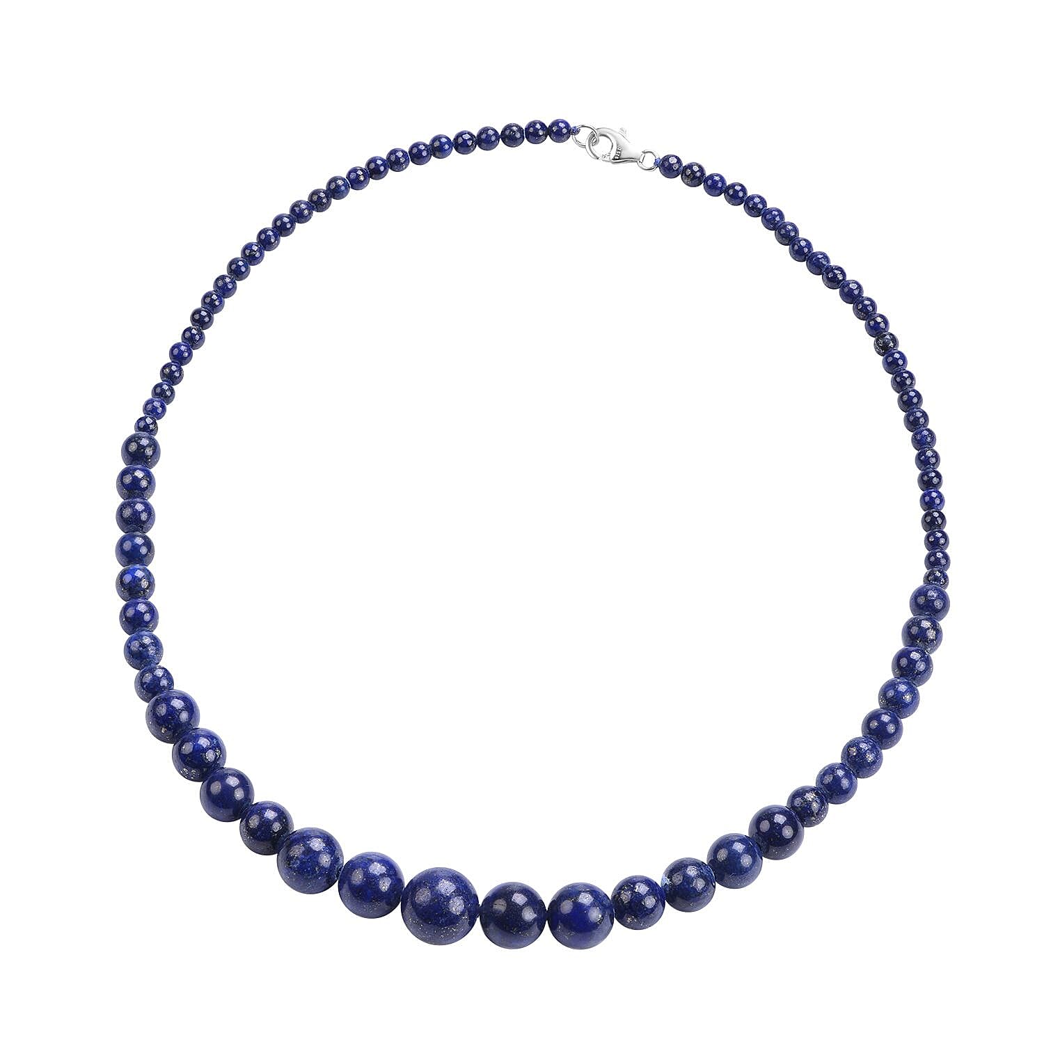 Lapis Lazuli Beaded Necklace 18 Inches in Sterling Silver 166 ctw