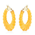 Green Jade Carved Hoop Earrings in 14K Yellow Gold Over Sterling Silver 75.50 ctw - Sticky add to cart bar