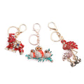 Set of 3 Multi Color Austrian Crystal, Enameled Flamingo, Elephant and Owl Keychain in Rosetone - Sticky add to cart bar