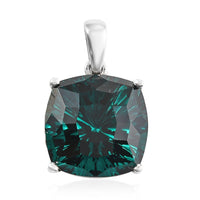 Emerald Color Crystal Solitaire Pendant in Platinum Over Sterling Silver