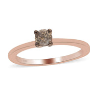 SGL Certified 10K Rose Gold Natural Champagne Diamond Solitaire Ring 0.25 ctw