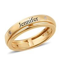 Diamond Accent Spinner Ring in 14K RG Over Sterling Silver (Size 7.0) 0.05 ctw
