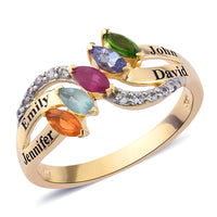 Personalized Multi Gemstone Ring in Platinum Over Sterling Silver 1.00 ctw