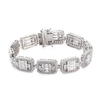 LUSTRO STELLA Made with Finest CZ Bracelet in Platinum Over Sterling Silver (7.25 In) (25.35 g) 23.40 ctw