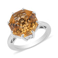 Brazilian Citrine Solitaire Ring in Platinum Over Sterling Silver 6.60 ctw - Sticky add to cart bar