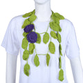 PASSAGE 100% Cotton Crochet Purple Double Rose Vine Scarf - Sticky add to cart bar