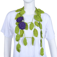 PASSAGE 100% Cotton Crochet Purple Double Rose Vine Scarf