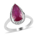 AAA Niassa Ruby and Diamond Halo Ring in Platinum Over Sterling Silver (Size 8.0) 2.85 ctw - Sticky add to cart bar