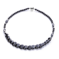 140.00 ctw Shungite Beads Necklace 18 Inch in Rhodium Over Sterling Silver
