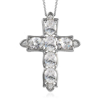 11 ctw Platinum Over Sterling Silver Cross Pendant Necklace 20 Inches Made with Zirconia from Swarovski