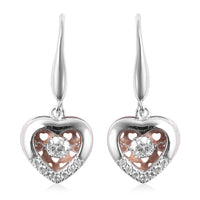 Lustro Stella Finest CZ Dancing Heart Earrings in Sterling Silver 0.75 ctw