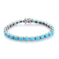 AMERICAN Natural Sleeping Beauty Turquoise Tennis Bracelet in Platinum Over Sterling Silver (7.25 In) 11.10 Grams 17.50 ctw - Sticky add to cart bar