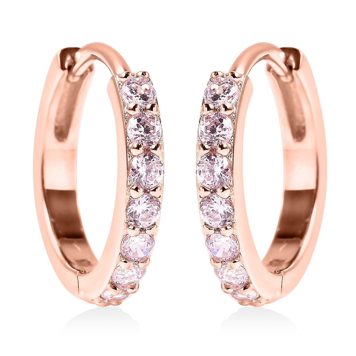 Simulated Pink Diamond Earrings in 14K Rose Gold Over Sterling Silver 0.40 ctw