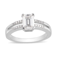 1.10 ctw Moissanite Ring in Platinum Over Sterling Silver (Size 8.0)