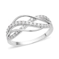 Moissanite Crossover Ring in Sterling Silver (Size 11.0) 0.40 ctw - Sticky add to cart bar