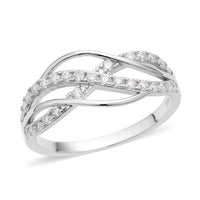 Moissanite Crossover Ring in Sterling Silver (Size 11.0) 0.40 ctw