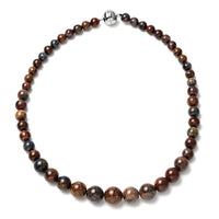 400 ctw Pietersite 8-17mm Beads Necklace 20 Inches in Sterling Silver