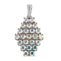 Made with Ruby Color Crystal from Swarovski Cluster Magnetic Pendant in Platinum Over Copper
