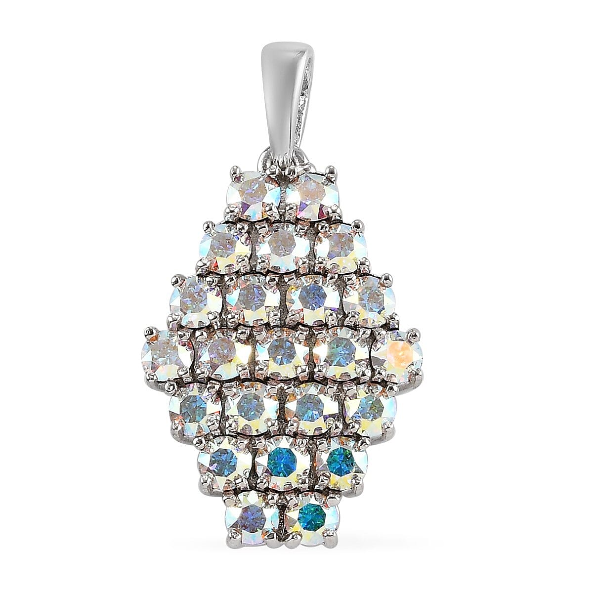 Made with Ruby Color Crystal from Swarovski Cluster Magnetic Pendant in Platinum Over Copper (1)