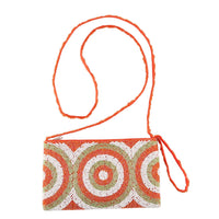 Handcrafted Beige Seed Beaded Sling Bag with Strap (7.80x4.70)