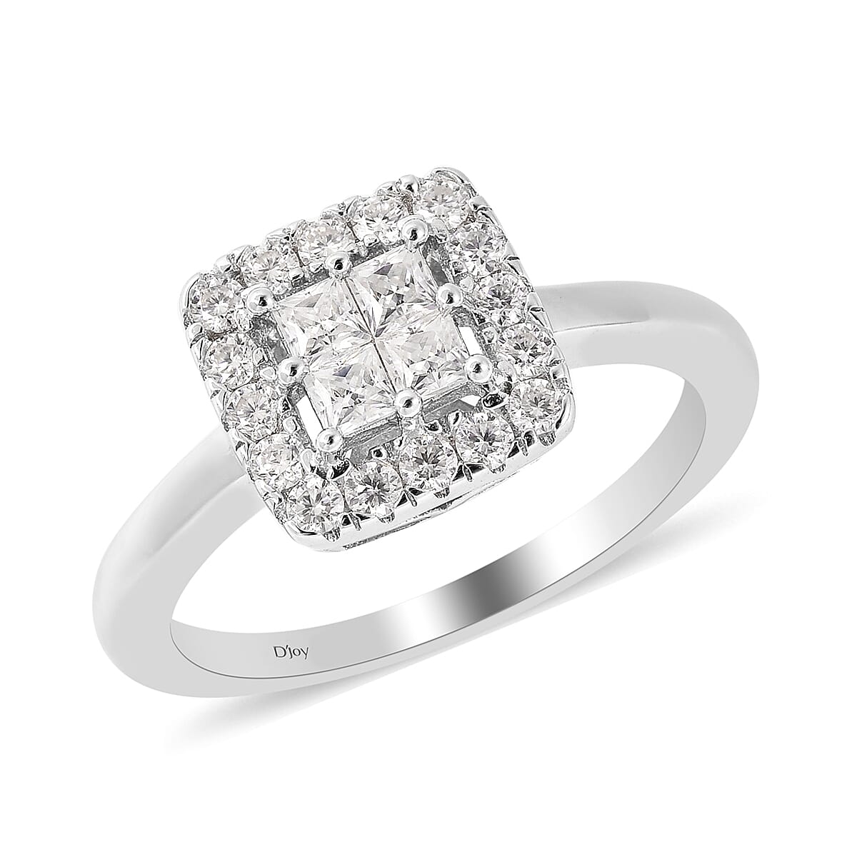White Moissanite Cluster Ring in Sterling Silver (Size 6.0) 0.40 ctw