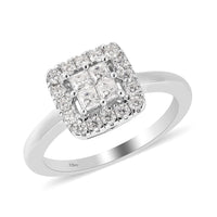 White Moissanite Cluster Ring in Sterling Silver (Size 6.0) 0.40 ctw