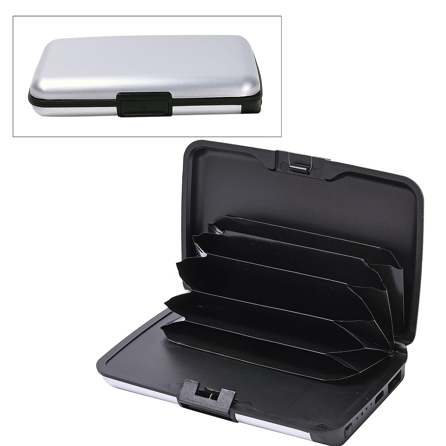 HOMESMART 2-in-1 Silver RFID Wallet with 1800mAH Power Bank & USB Cable (To Charge Power Bank)