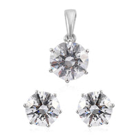 10 ctw Platinum Over Sterling Silver Solitaire Stud Earrings and Pendant Made with Zirconia from Swarovski