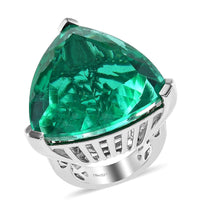 Emeraldine Quartz Ring in Platinum Over Sterling Silver 13.35 Grams 40.00 ctw