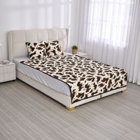 HOMESMART Brown Cow Print Warm & Cozy Coral Fleece Microfiber Blanket and 2 Pieces Cushion Cover