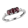 Anthill Garnet and Diamond Accent 3 Stone Ring in Platinum Over Sterling Silver 0.60 ctw - Sticky add to cart bar