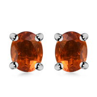 0.50 ctw Crimson Fire Opal Solitaire Stud Earrings in Platinum Over Sterling Silver