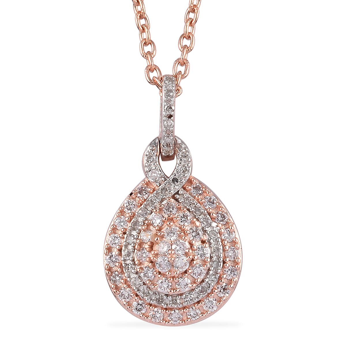 0.50 ctw Natural Pink Diamond I2 Pendant Necklace 20 Inches in Vermeil Rose Gold Over Sterling Silver