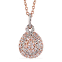 0.50 ctw Natural Pink Diamond I2 Pendant Necklace 20 Inches in Vermeil Rose Gold Over Sterling Silver