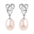 White Freshwater Pearl and Simulated Diamond Drop Earrings in Rhodium Over Sterling Silver - Sticky add to cart bar