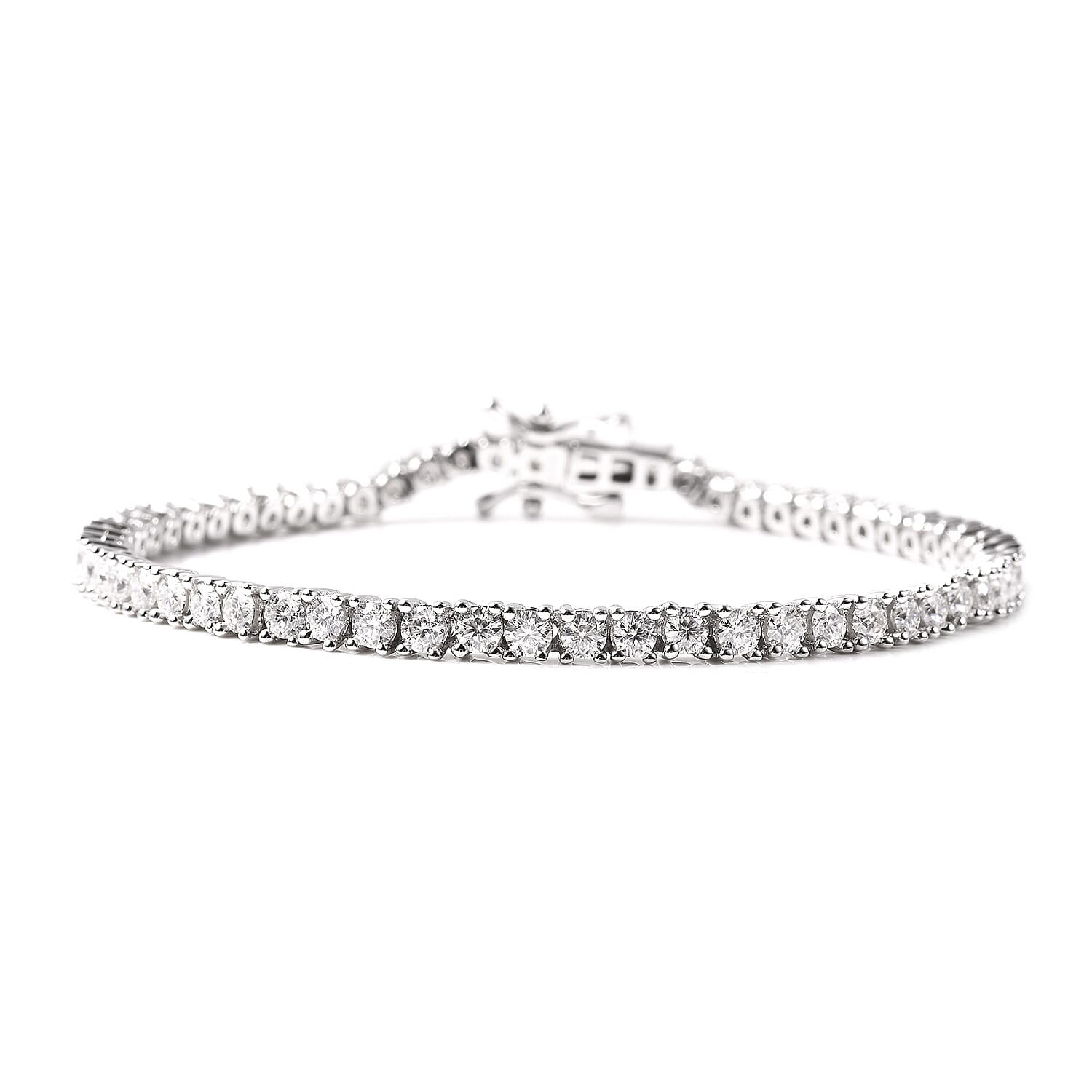 Moissanite Tennis Bracelet in Sterling Silver (6.50 In) 9.30 Grams 4.25 ctw