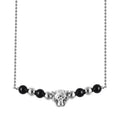 Marvelous Meteorite, Shungite Beaded Leopard Charm Necklace (18 Inches) in Sterling Silver 7.50 ctw - Sticky add to cart bar
